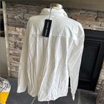Elegant Women's White Button Down Shirt Size L Photo 3