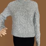 A New Day NWT Gray Cable Knit Sweater with Embellished Beads Accents XS Photo 1