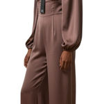 New With Tags The Sang puffed Sleeve Chocolate Jumpsuit. Size Large. Brown Photo 0