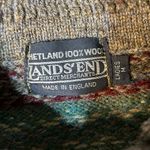 Lands' End Vintage  Shetland Wool Striped Cardigan Sweater Indie Grunge Grandpa Photo 4