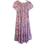 Sundance Pretty Petals Tiered Ruffle Purple Floral Maxi Dress Cotton Size Medium Photo 1