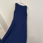 Tommy Bahama Tambour Sleeveless Midi Dress Navy Blue Boat Neck Side Slit Fitted Photo 14