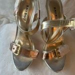 Bamboo Elegant  heeled sandals in metallic gold and silver tones. Photo 0