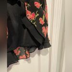 Fashion Bug  Size 10 Layered Black Pink Floral Tulip Ruffle Hem Midi Skirt Zip Photo 5