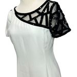 Angel Sanchez Sheath Dress 6 White Black Sequined Sheer Minimalist Renaissance Photo 2