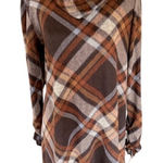 R&K Brown Plaid Dress w/ Detachable Cowl Neck Women’s Medium NWT Photo 0