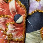 Black Floral‎ Beaded Vest Cottage Core Grandma Core Boho Back Tie Snap Up Photo 3