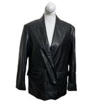 ZARA  NWT Faux Leather Double Breasted Blazer Black Women’s Size Small Photo 1