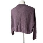 EXPRESS Fuzzy Sweater Cropped Crew Neck Knitted Purple, Sz Petite M Photo 5