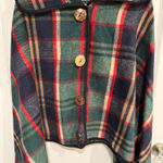 Classic LIB NY Plaid Wool ponco with Wooden Buttons one size Red Size M Photo 0