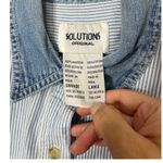 Vintage Solutions Original Striped Embroidered Fall Denim Collar Shirt‎ L Blue Size L Photo 4