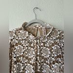 Anthropologie Dolan Sheer Lace Floral Ivory Mock Neck Blouse Top Women’s Size L Photo 5