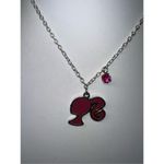 Mattel Silver Tone and Pink Enameled Barbie Silhouette with Pink Rhinestone Neck Photo 2