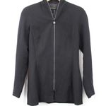 Escada Blazer Rhinestone Crystals Zipper Wool Jacket Black Lined Size 34 Small Photo 0