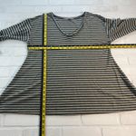 Cut Loose Tunic Top Womens Large Gray Striped Cotton Linen Long Sleeve Sharkbite Photo 1