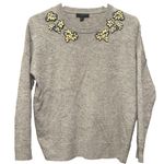J. Crew‎ Embellished Sweater Crewneck Pullover Gray Jewel Neck Size Small Photo 0