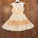 Paani embroidered smocked waist aline dress s Gold Photo 6