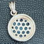 Sterling Silver 925 Signed Blue Topaz Birthstone Pave Flat Round Pendant 3.2g Photo 7