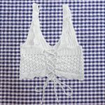 Forever 21 White Crochet Crop Top Lace Up Back XS Photo 1