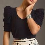 Nation Ltd Celine Puff Sleeve Tee in Black FEMININE CASUAL Size XS T-Shirt Top Photo 0