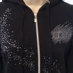BCBGMAXAZRIA Women’s Black Sparkling Studded Hoodie Size S Photo 1