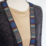 Francesca's Womens Cardigan Size Large Alya Open Gray Tribal trim Waterfall Photo 1