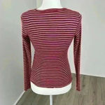 Pink Rose  Red & White Striped Button Front Long Sleeve Top Size S Photo 3