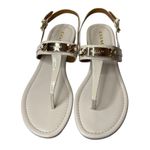 Coach  Caterine T-Strap Sandal in Ivory with Gold Accent Logo Plate, Size 9 Photo 0