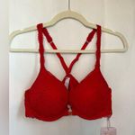 Savage x Fenty Bra In Size 36D Red Lace Push Up Front Closure NWT Photo 0