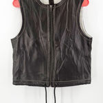 R&R Surplus Leather Vest Size Medium Womens Black/Brown Gray Cinch Waist Soft Black Photo 0