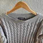Marled Light Gray Cable Knit Sweater Size M Photo 1
