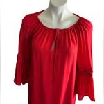 The Kooples Red Silk Drawstring Neck Keyhole Dress Originally $470.00 Photo 1