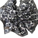 Coach Silk Logo Scarf Monogram Black White Gray Signature Designer Pattern Photo 7