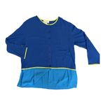 Diane Von Furstenberg  Color Authority‎ Crinkle Tunic Top Size L Colorblock Blue Photo 1