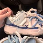 White and blue high tops Size 6.5 Photo 3