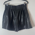 ZARA  Faux Leather Black Shorts Belted large Photo 0