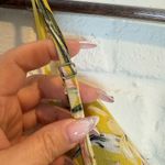 Mable Asymmetrical Yellow Floral Midi Dress Cinch Slit Cowl Neck Tropical Small Photo 7