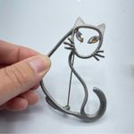 Vintage Cat Pin Brooch Set Silver Ultra Craft & Gold Tone Black Enamel Cats Photo 1