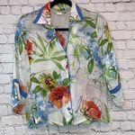 🎓 Vintage Sea Suns Floral Button Up Sheer Coverup Size XS Photo 0