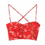 ALC Frank A. L.C. Arit Floral Ruched Summer Vacation Beach Casual Crop Top Size 8 Photo 1