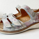 Ganter Sandals Womens Sz 8.5 39H Comfort Animal Skin Walking‎ Leather Support Silver Photo 0