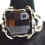 Source Unknown Engraved Heart Rose Black Glass Silver Tone Metal Size 8 Goth Punk Unisex Ring Photo 0