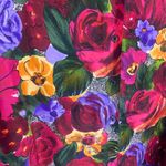 EXPRESS Vintage  Size M Silk Floral Button Down Blouse Shirt Top Funky Colorful Photo 3