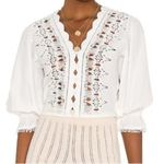 Free People NWT  louella embroidered Blouse Color White IVORY Size S Photo 3