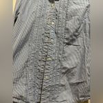 American Eagle  striped ruffled‎ button down shirt - blue, white - Size Small Photo 2
