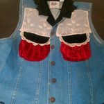 Taylor G. Dallas Texas Blue Denim Vest with Lace & Velvet Size XLarge Photo 7