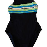 Vintage 70s Cole of California Bathing Suit Black Striped Mod MCM Movie Prop‎ Size 6 Photo 0