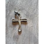 Sterling Silver Cross Pendant Modern Rounded Sculptural Necklace‎ Charm 925 "C" Photo 2
