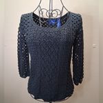 NWOT J.H.COLLECTION Black Hand Knit Crochet Black Sweater Top Tunic Sz M Size M Photo 10