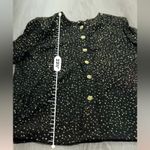 Vintage Sears Lauren Lee Black & Gold Dot‎ Print Button Long Sleeve Top Size M Size M Photo 6